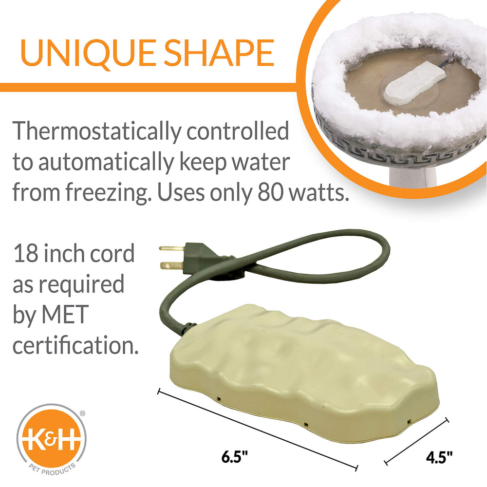 K&H Bird Bath Heater thermostatic control feature close-up