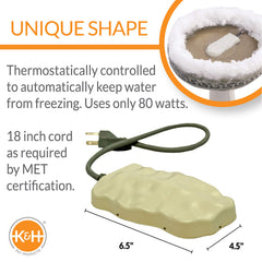 K&H Bird Bath Heater thermostatic control feature close-up
