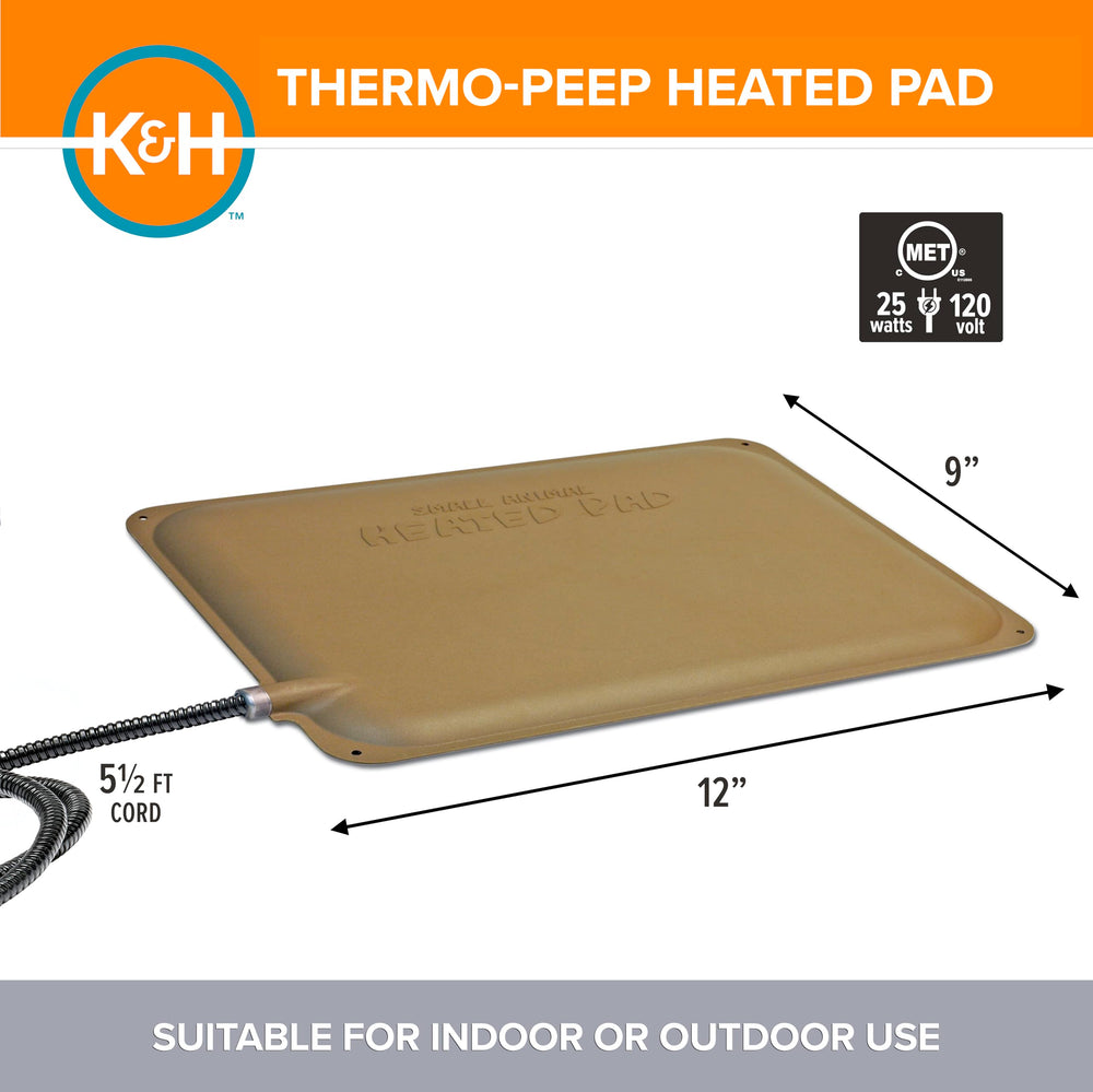 K&H Thermo-Peep Heating Pad side view showing cord