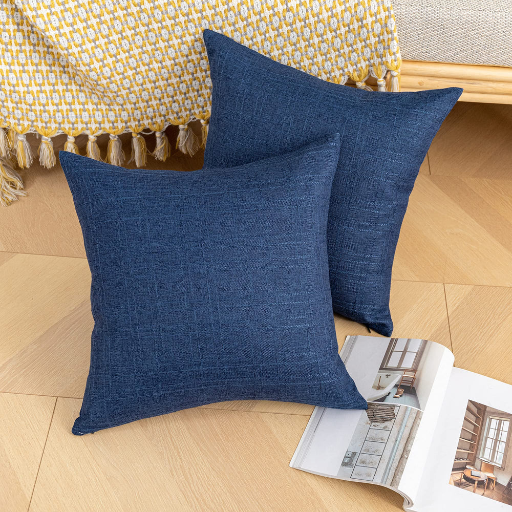 K KEVIN TEXTILE 16x16 blue outdoor pillow covers in garden setting