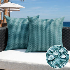 K KEVIN TEXTILE 26x26 teal outdoor pillow cover front view