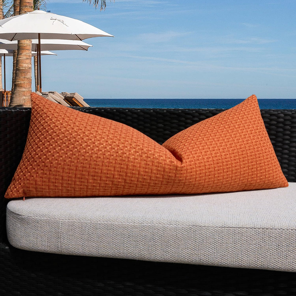K KEVIN TEXTILE 36-inch burnt orange outdoor pillow cover front view