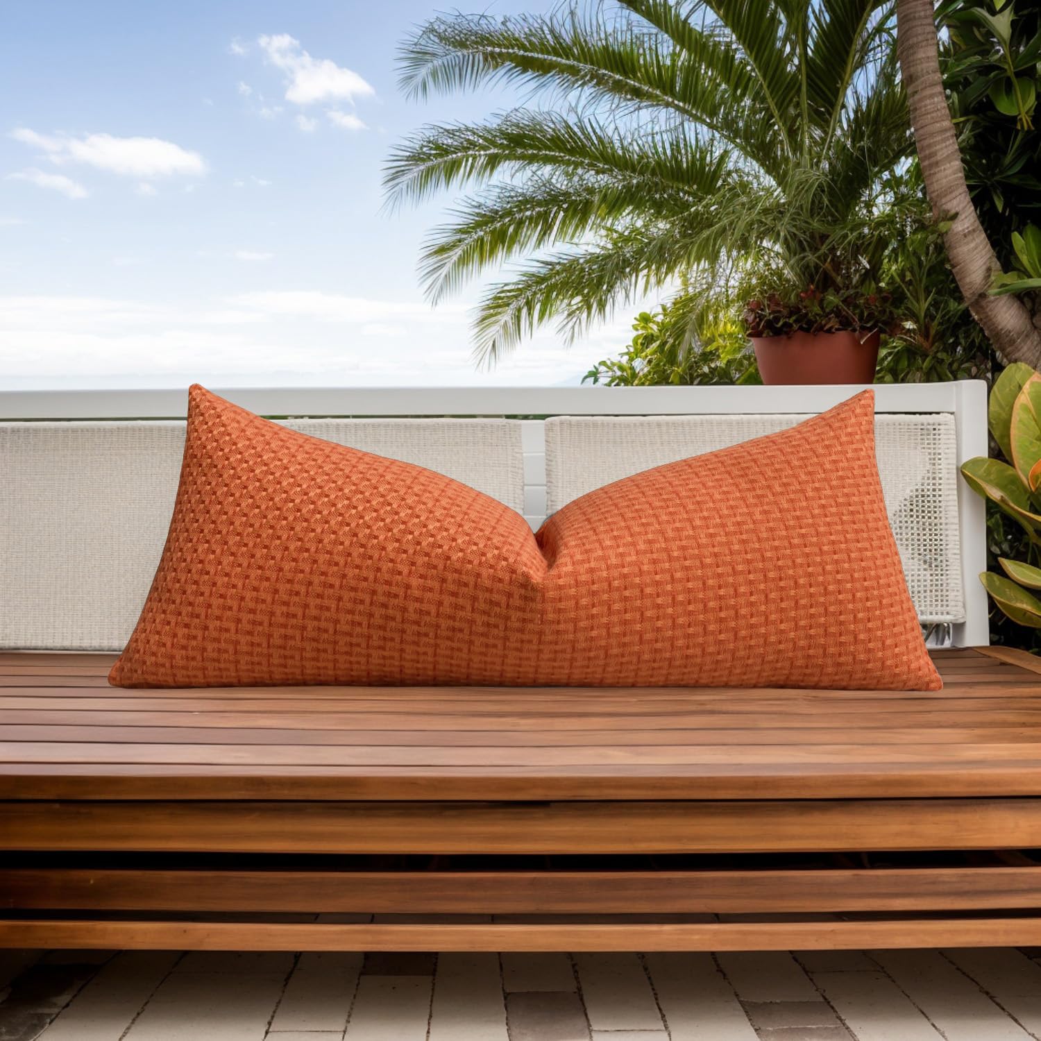 K KEVIN TEXTILE outdoor pillow cover in a garden setting