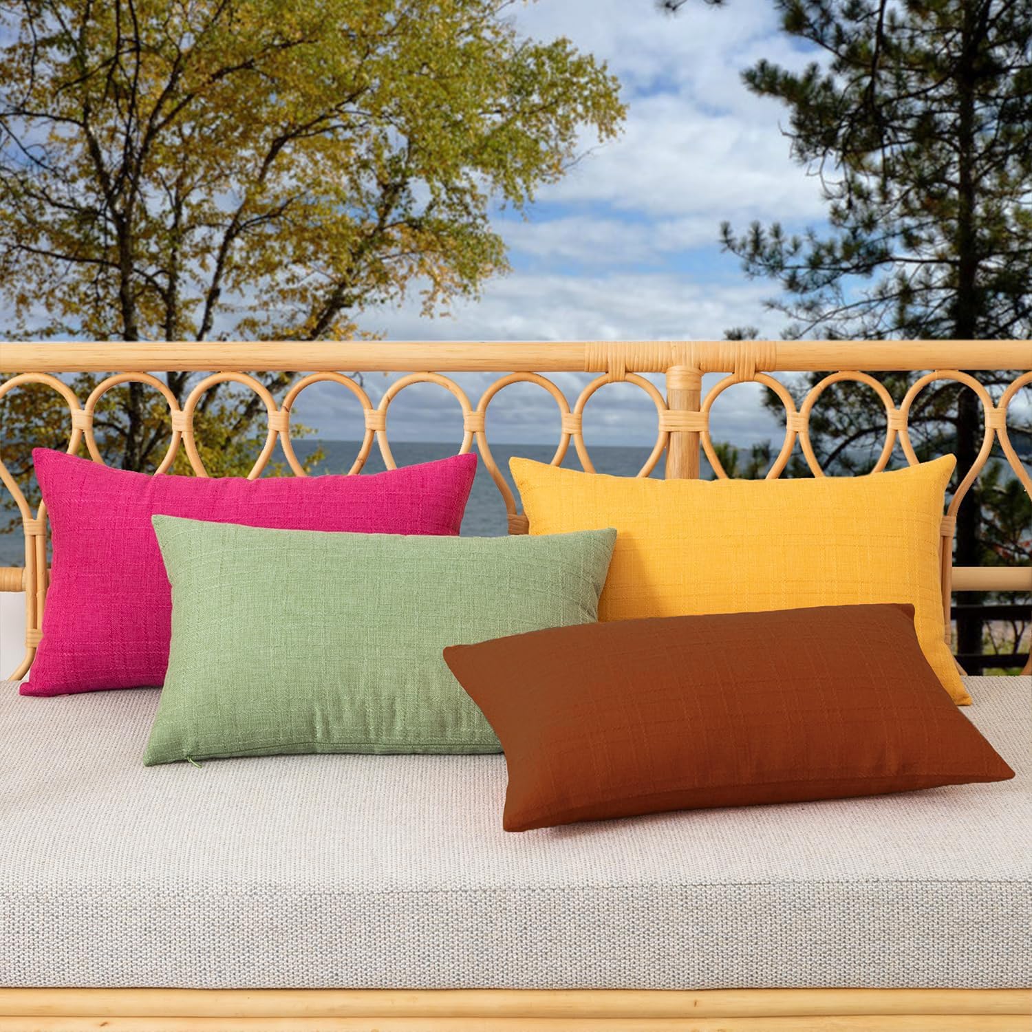K KEVIN TEXTILE outdoor pillow cover with vibrant colour in outdoor setting