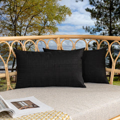 K KEVIN TEXTILE Outdoor Waterproof Lumbar Pillow Cover front view, black