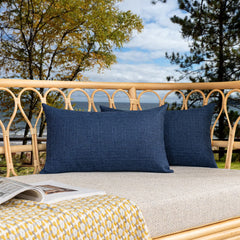 K KEVIN TEXTILE Outdoor Waterproof Lumbar Pillow Cover front view, blue
