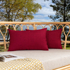 K KEVIN TEXTILE Outdoor Waterproof Lumbar Pillow Cover in Red, front view