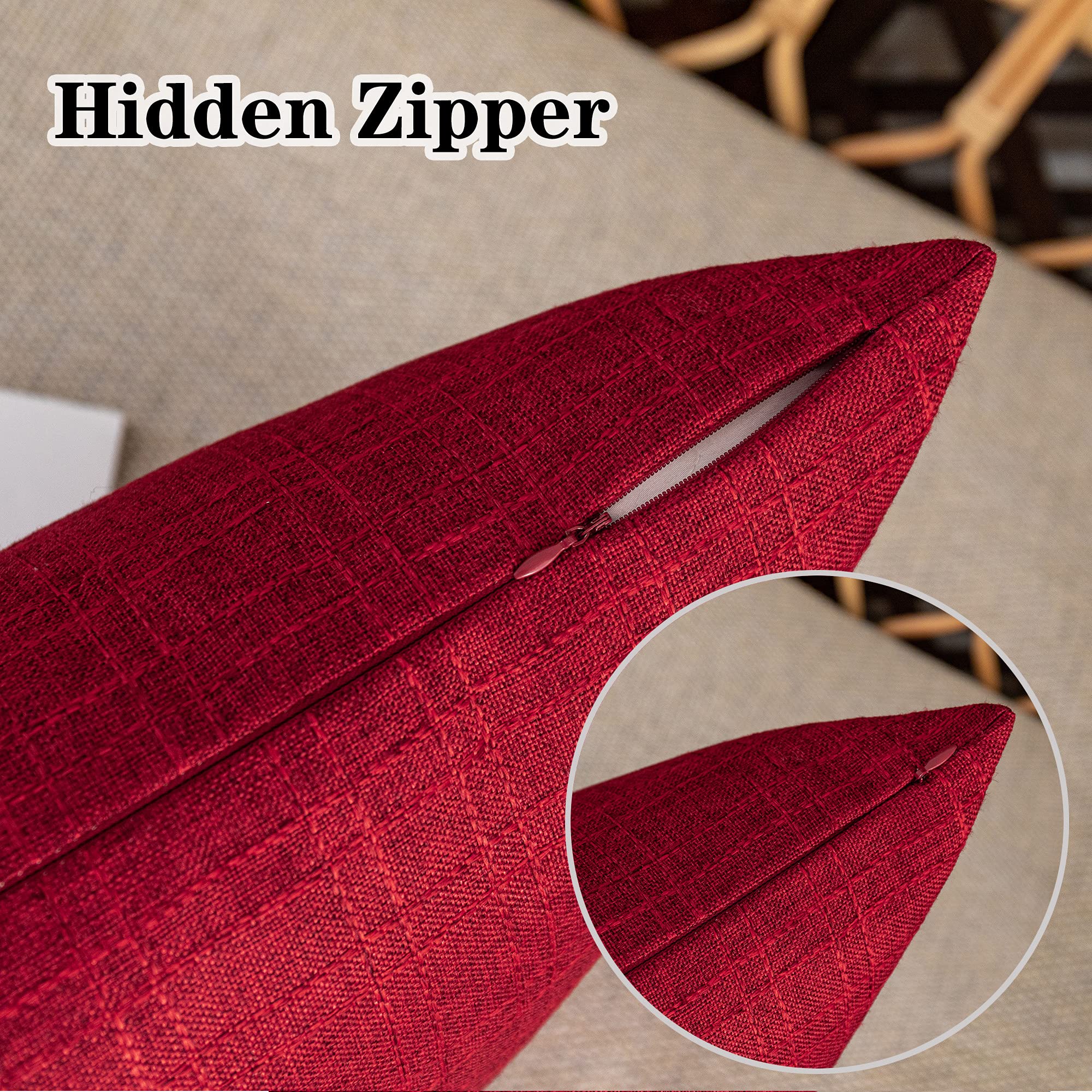 K KEVIN TEXTILE Outdoor Waterproof Lumbar Pillow Cover showing hidden zipper