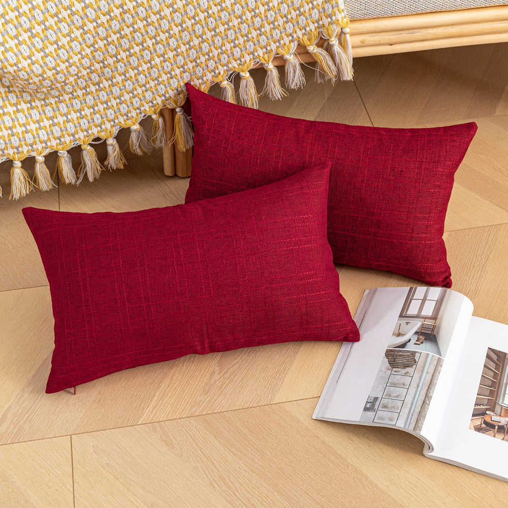 K KEVIN TEXTILE Outdoor Waterproof Lumbar Pillow Covers displayed on patio furniture
