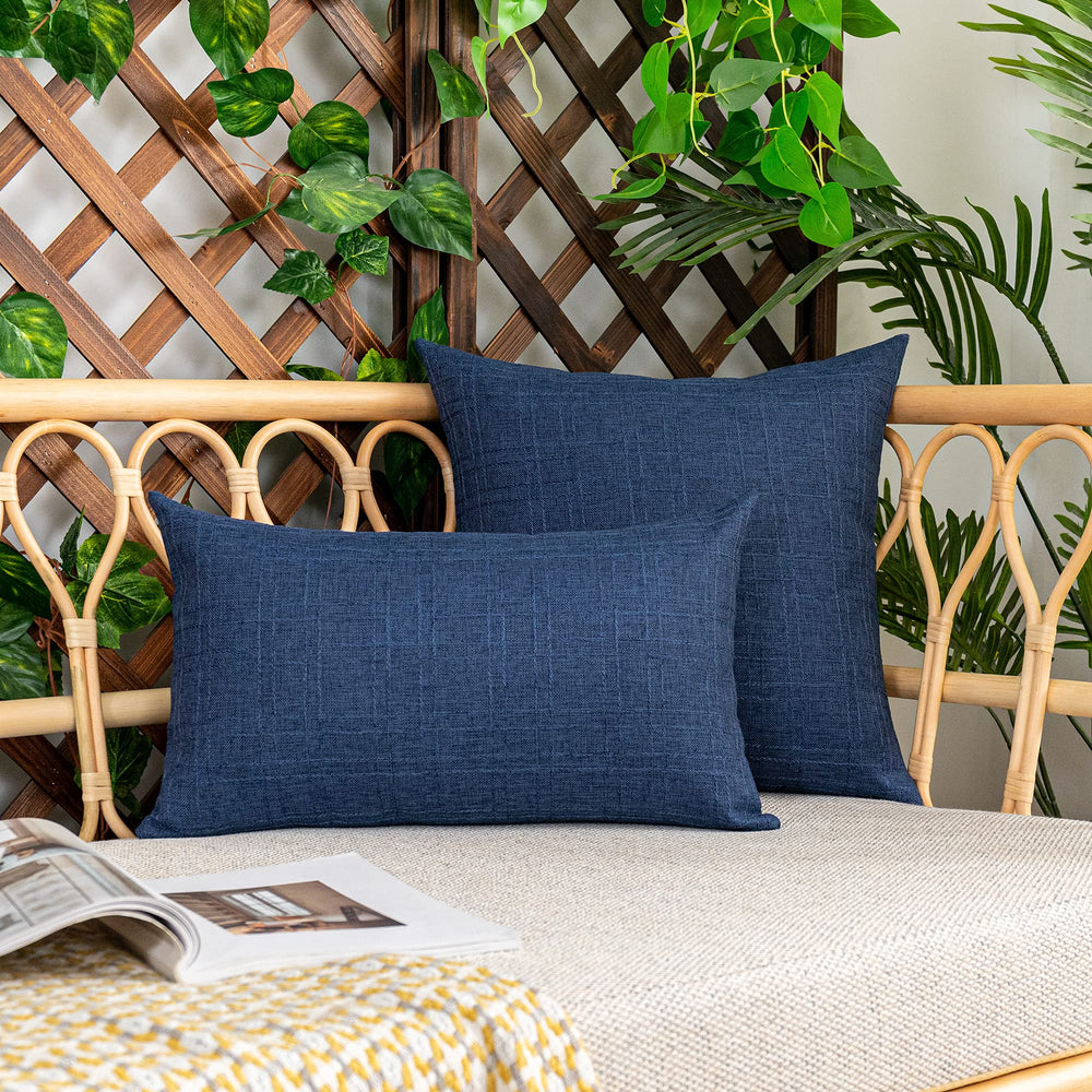 K KEVIN TEXTILE Outdoor Waterproof Lumbar Pillow Covers in garden setting