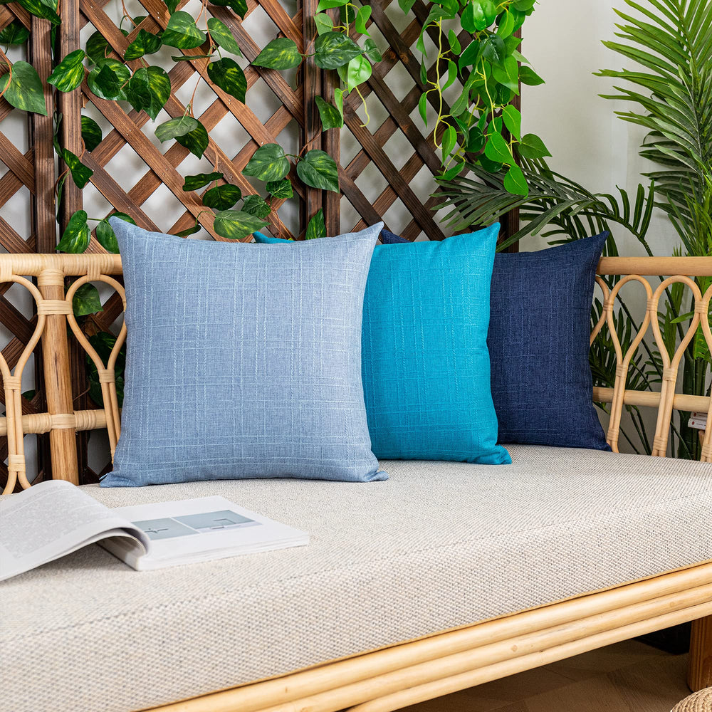 K KEVIN TEXTILE Outdoor Waterproof Lumbar Pillow Covers pack of 2, blue