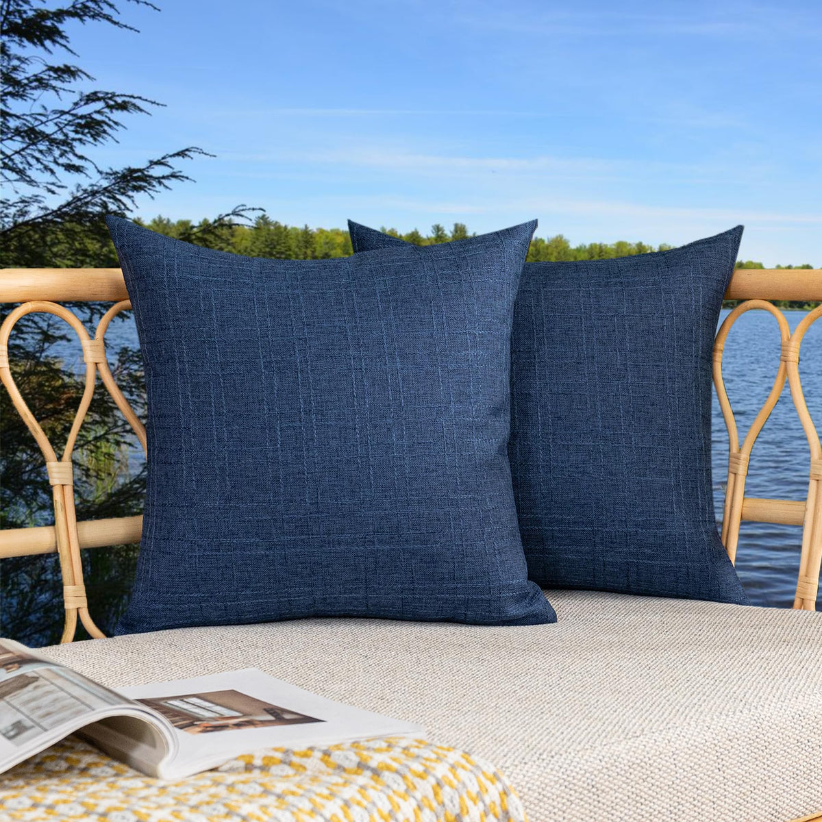K KEVIN TEXTILE Outdoor Waterproof Pillow Cover Blue front view