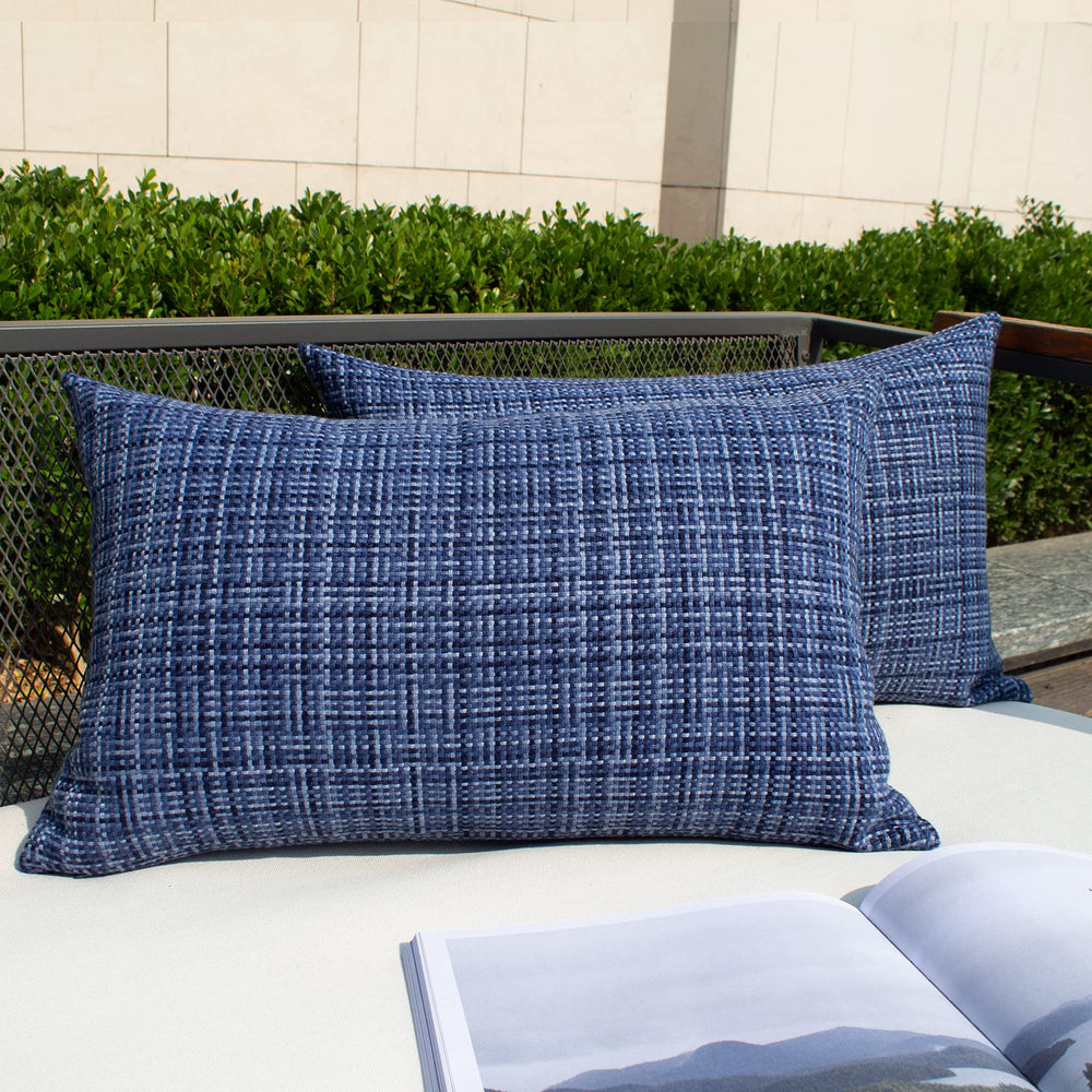 K KEVIN TEXTILE outdoor waterproof pillow cover navy blue front view