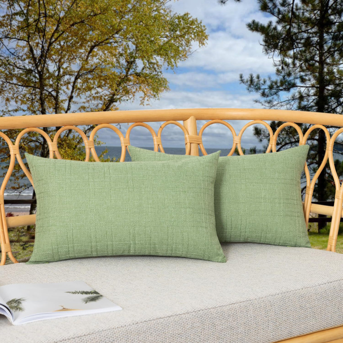 K KEVIN TEXTILE Outdoor Waterproof Pillow Cover Sage Green Front View