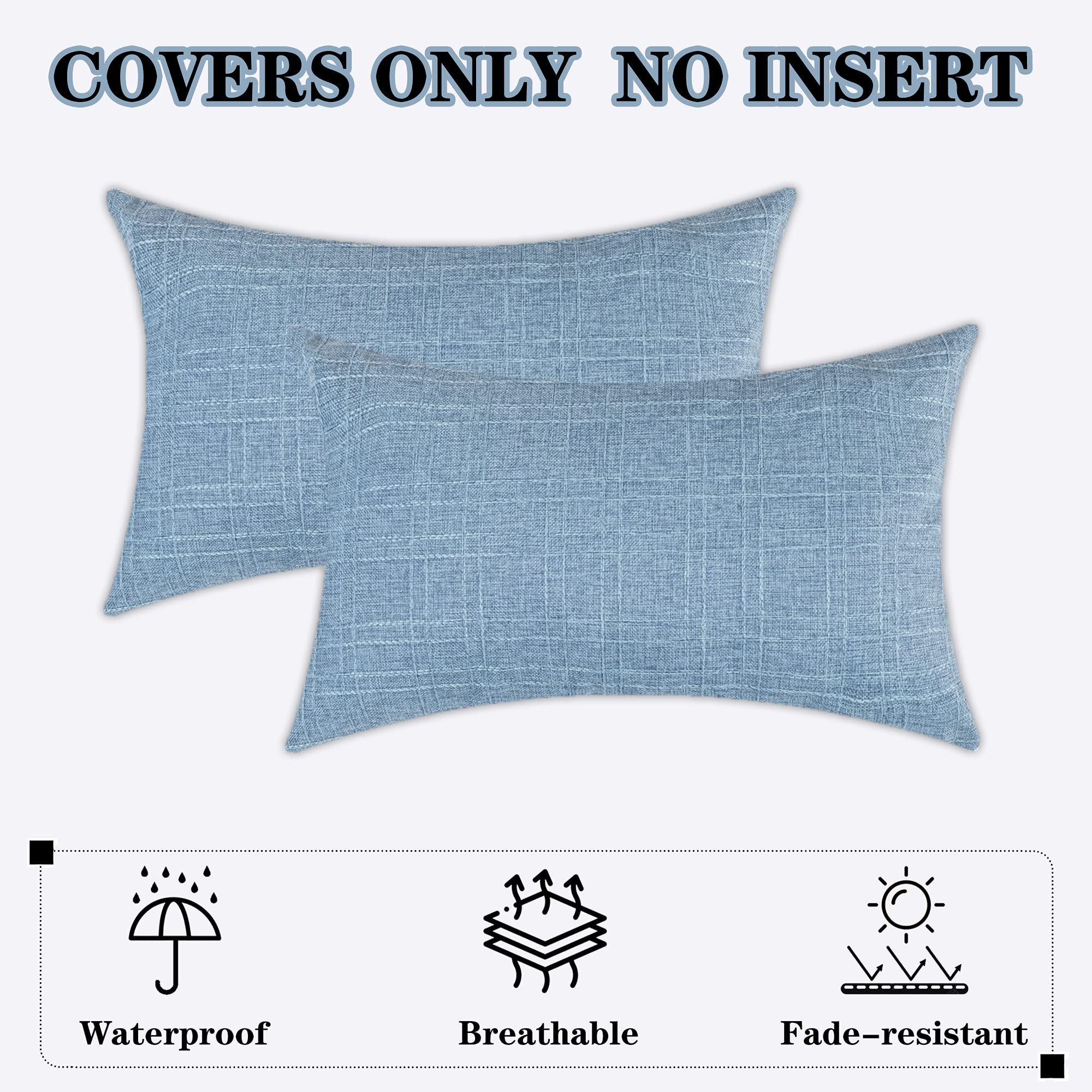 K KEVIN TEXTILE pack of two light blue outdoor pillow covers