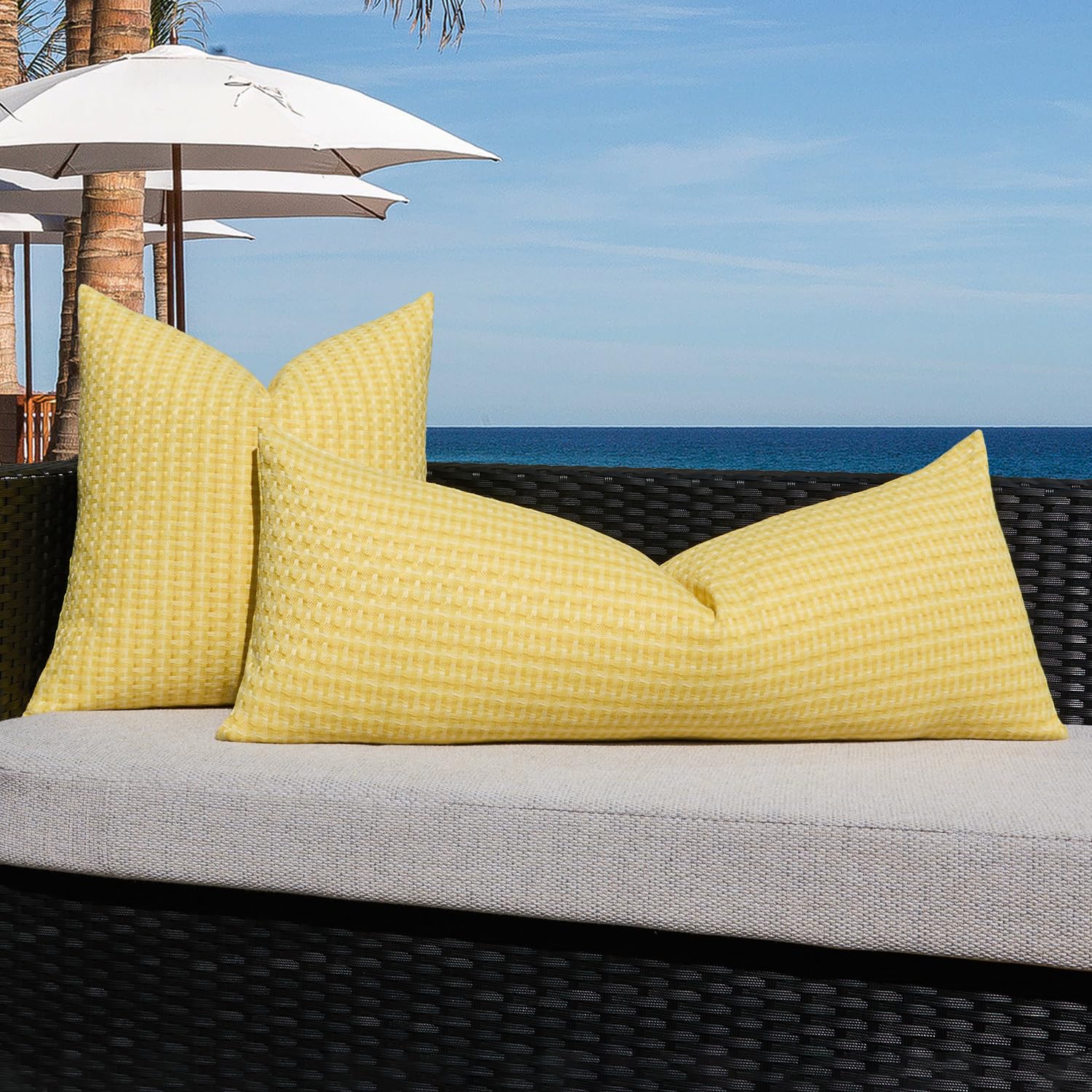 K KEVIN TEXTILE Pillow Cover in outdoor patio setting