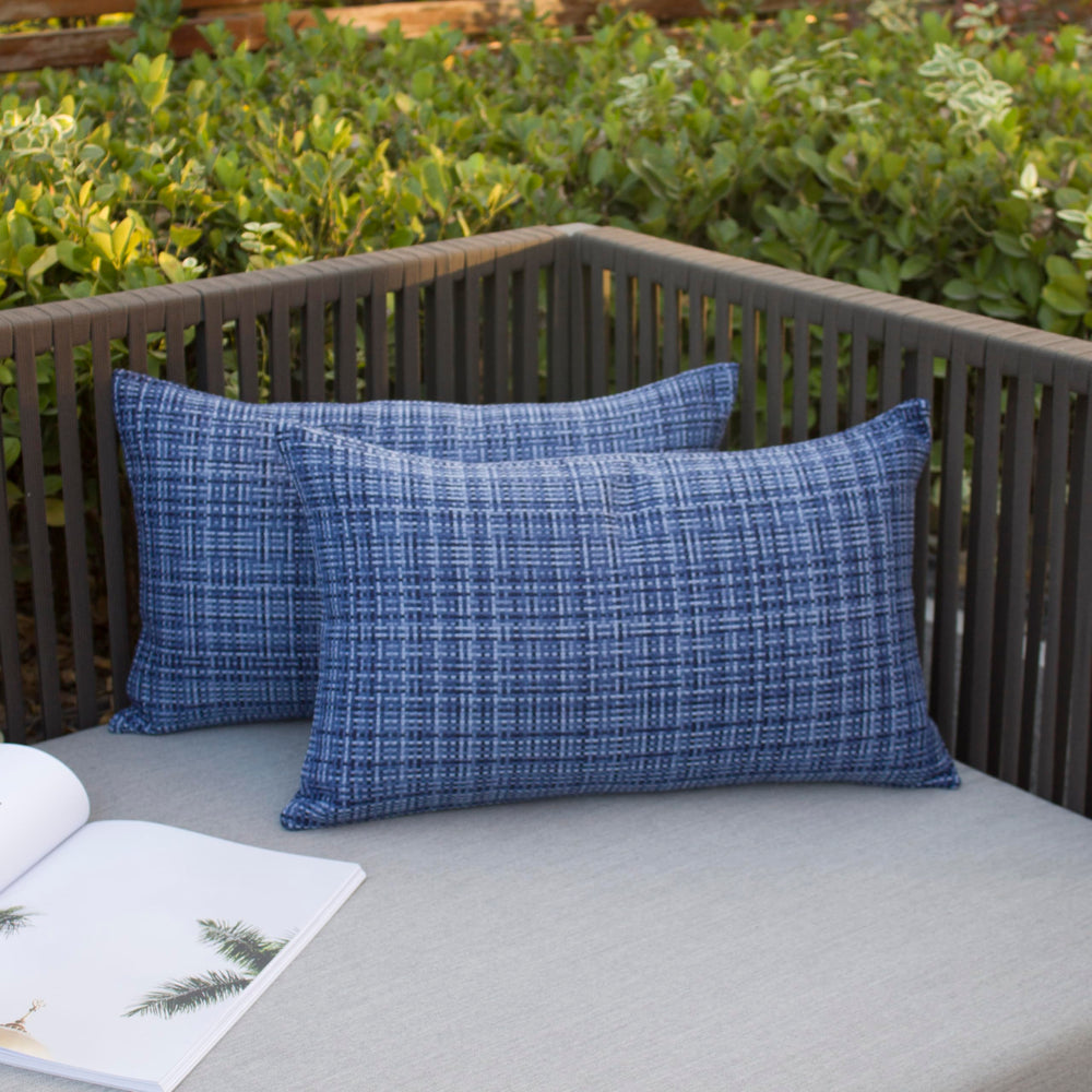 K KEVIN TEXTILE pillow cover navy blue in garden setting