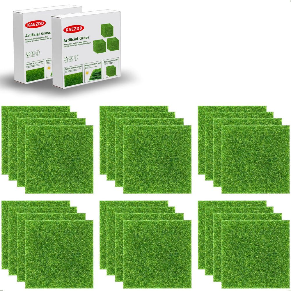 KAEZDD 6 x 6 inch fake grass tiles pack front view