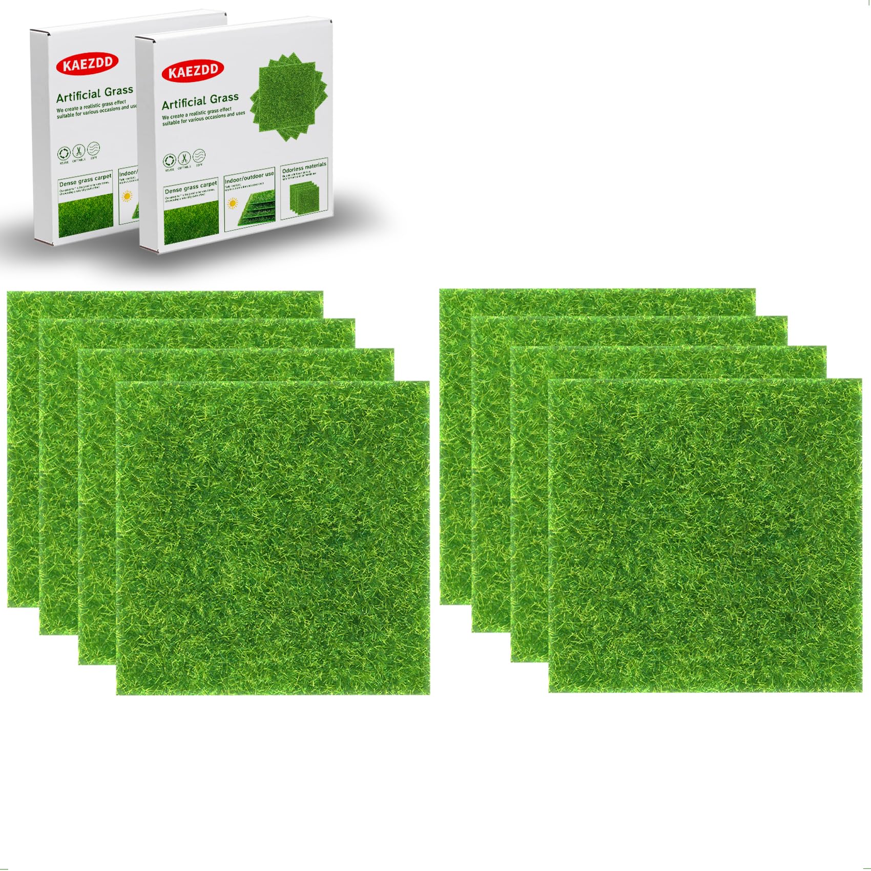 KAEZDD 6x6 inch artificial grass tile front view