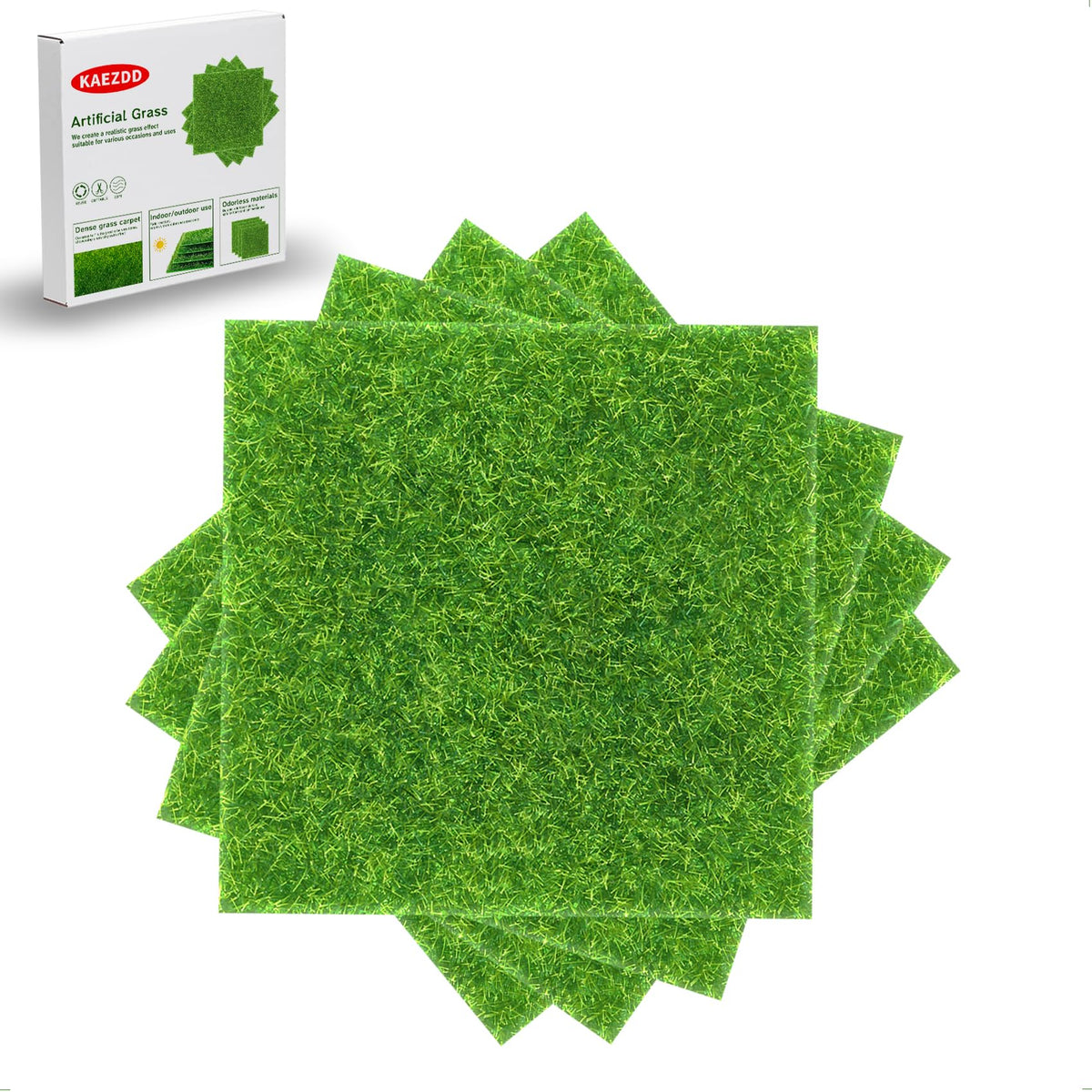 KAEZDD 6x6 inch artificial grass tile front view