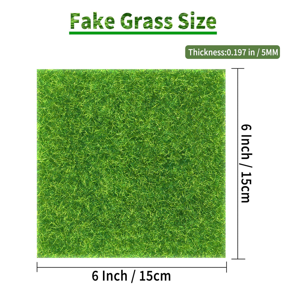KAEZDD artificial grass tiles arranged in a miniature garden