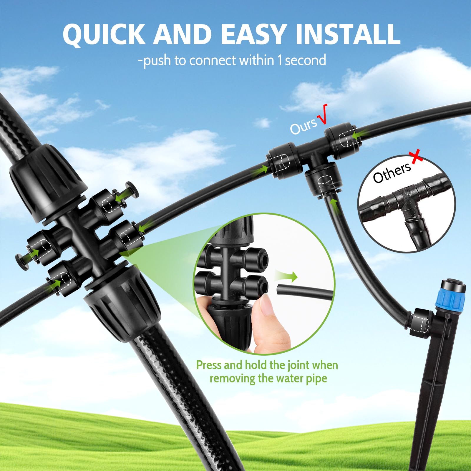 Kafuzi 1/4'' and 1/2'' irrigation pipes in the kit