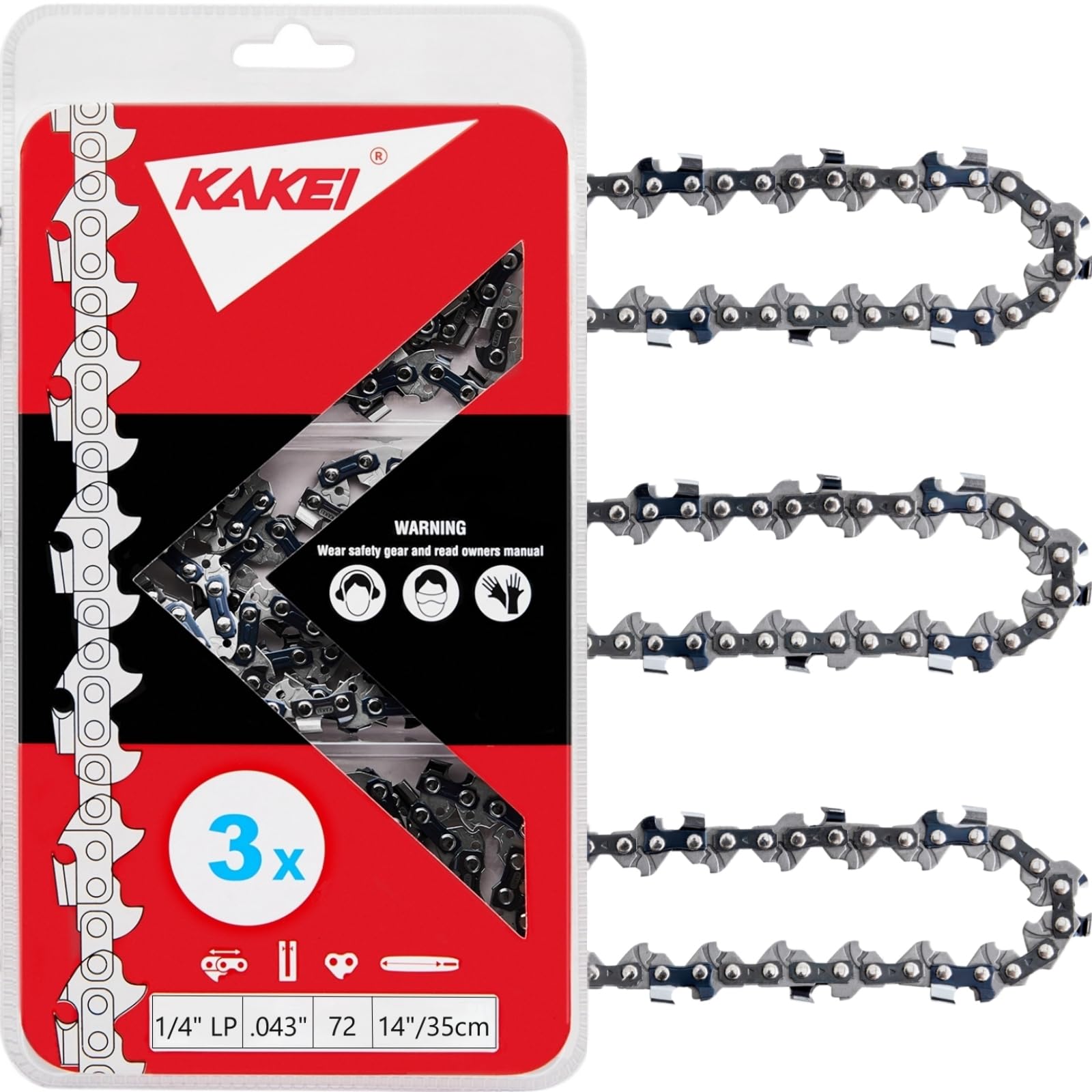 KAKEI 14 Inch Pole Saw Chain 1/4" Pitch front view