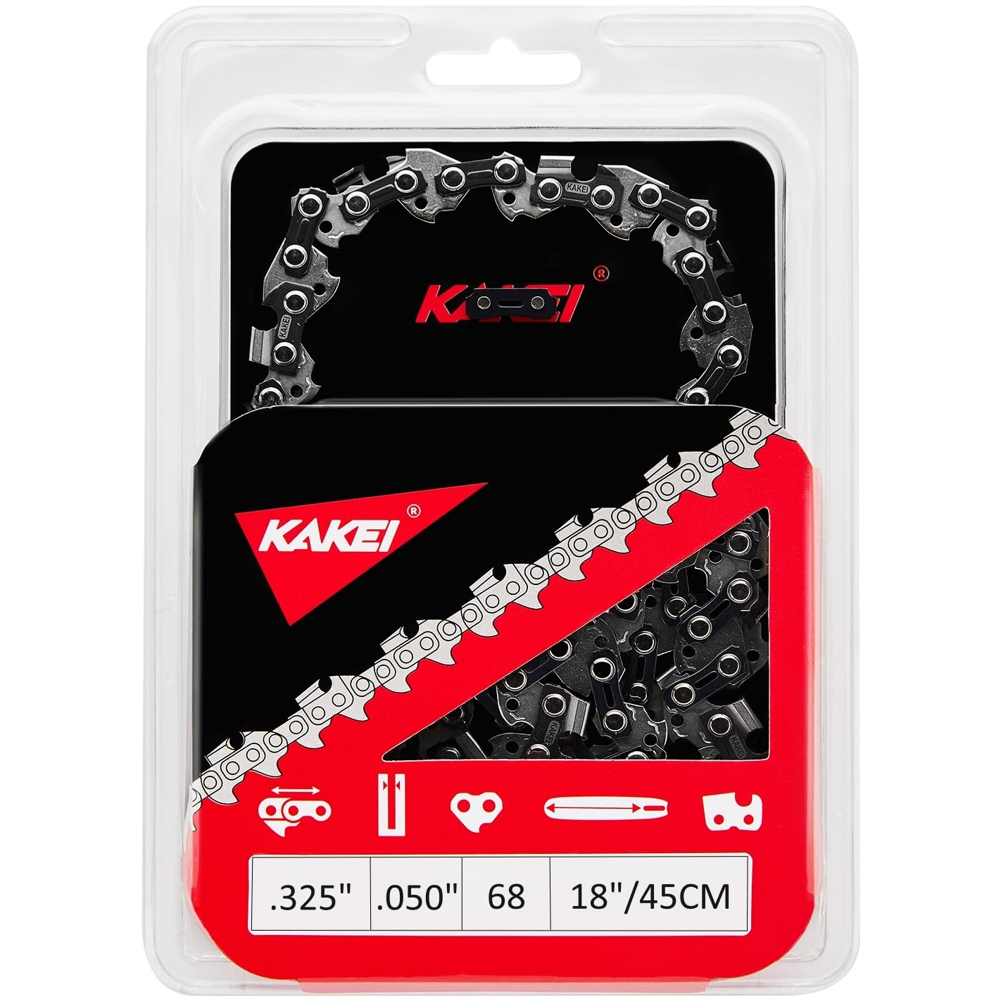 KAKEI 18 Inch Chainsaw Chain with protective oil and specification details