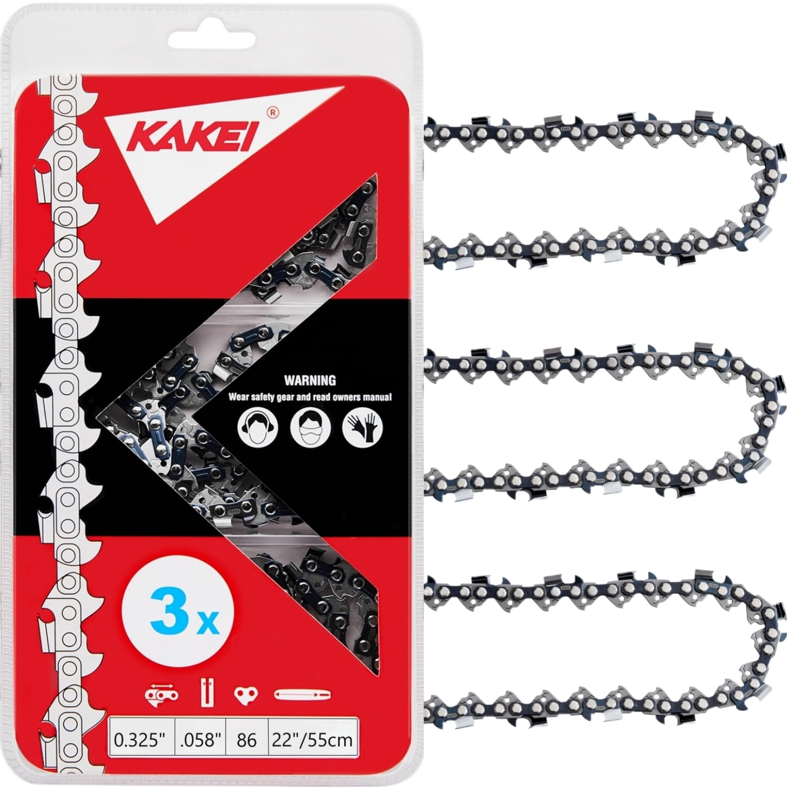 KAKEI 22 Inch Chainsaw Chain pack front view
