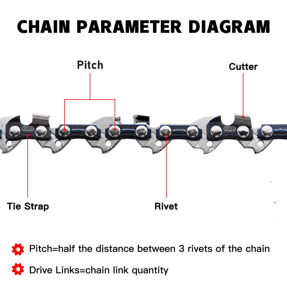 KAKEI 22 Inch Chainsaw Chain side view showing links