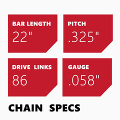 KAKEI 22 Inch Chainsaw Chain specifications on packaging