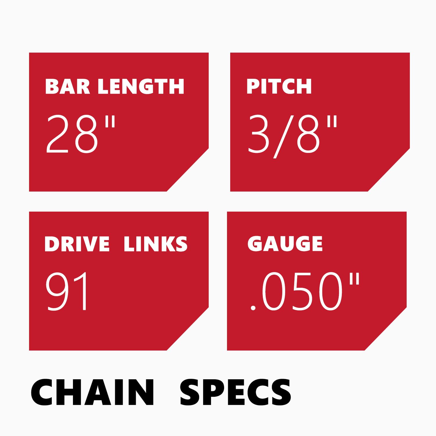 KAKEI 28 Inch Chainsaw Chain packaging and specifications