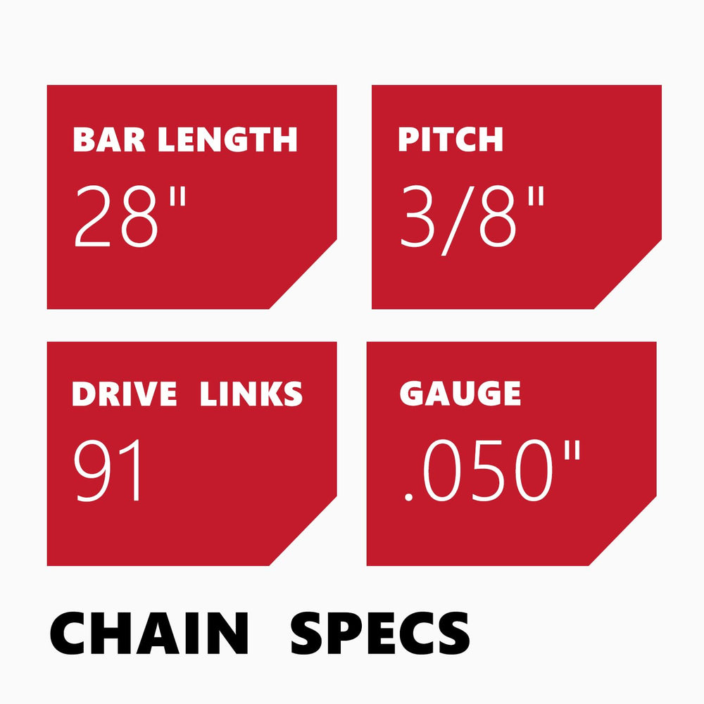 KAKEI 28 Inch Chainsaw Chain packaging and specifications
