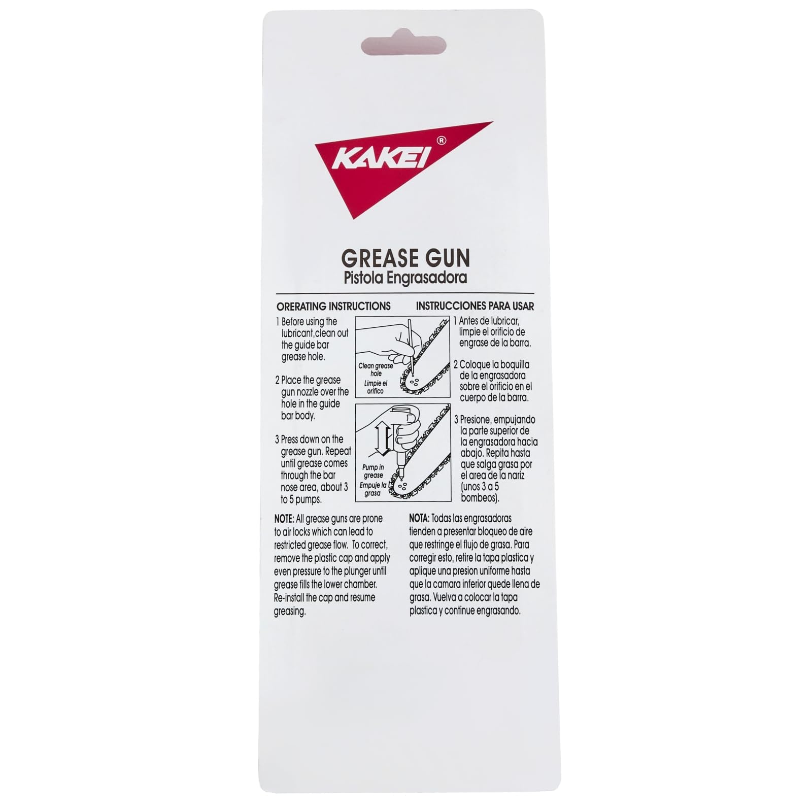 KAKEI Chainsaw Bar Grease Gun translucent body for fill-level reference