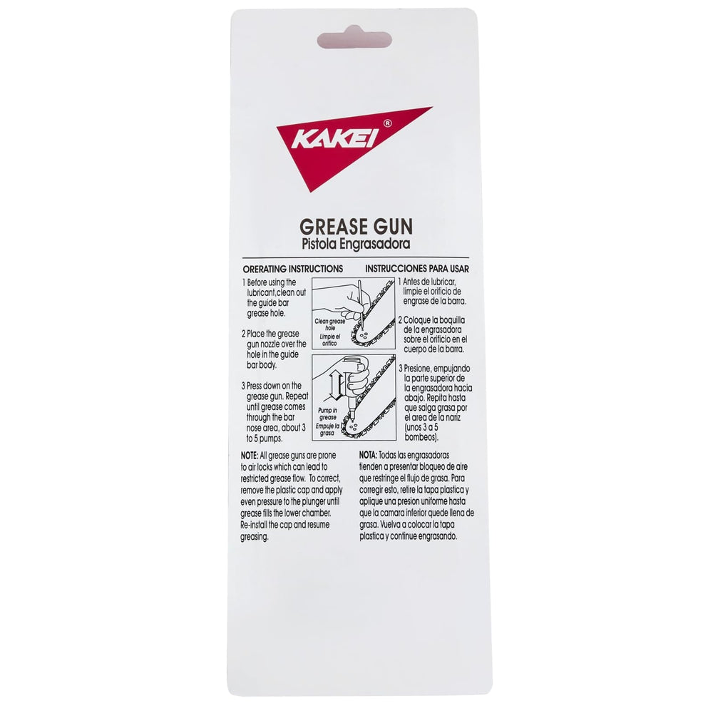 KAKEI Chainsaw Bar Grease Gun translucent body for fill-level reference