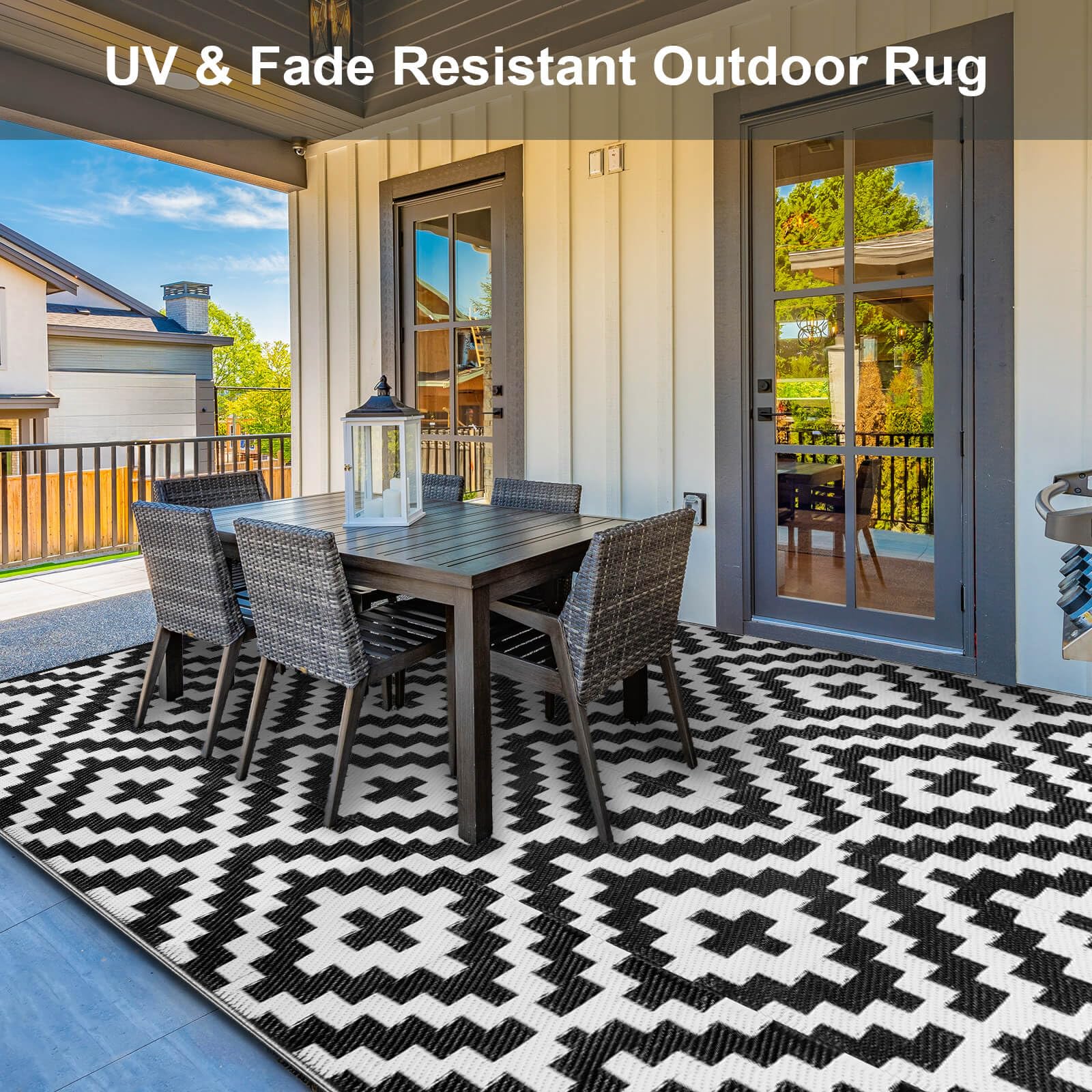 Kalafun Outdoor Patio Rug beside a pool