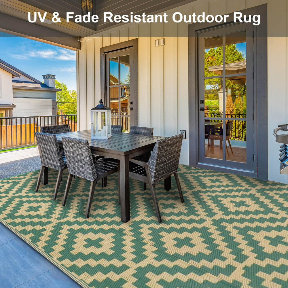 Kalafun Outdoor Patio Rug featuring a dual-pattern design