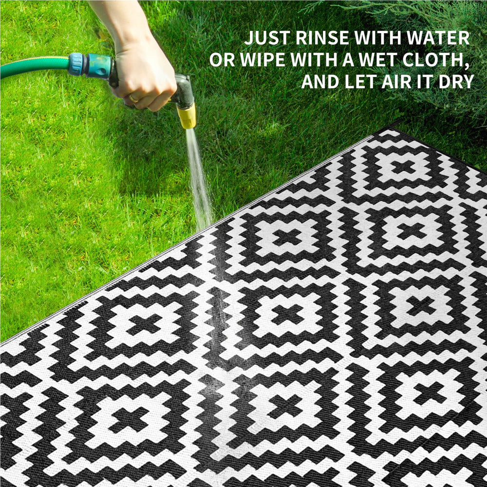 Kalafun Outdoor Patio Rug in an RV compartment