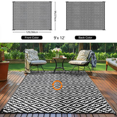 Kalafun Outdoor Patio Rug on a balcony
