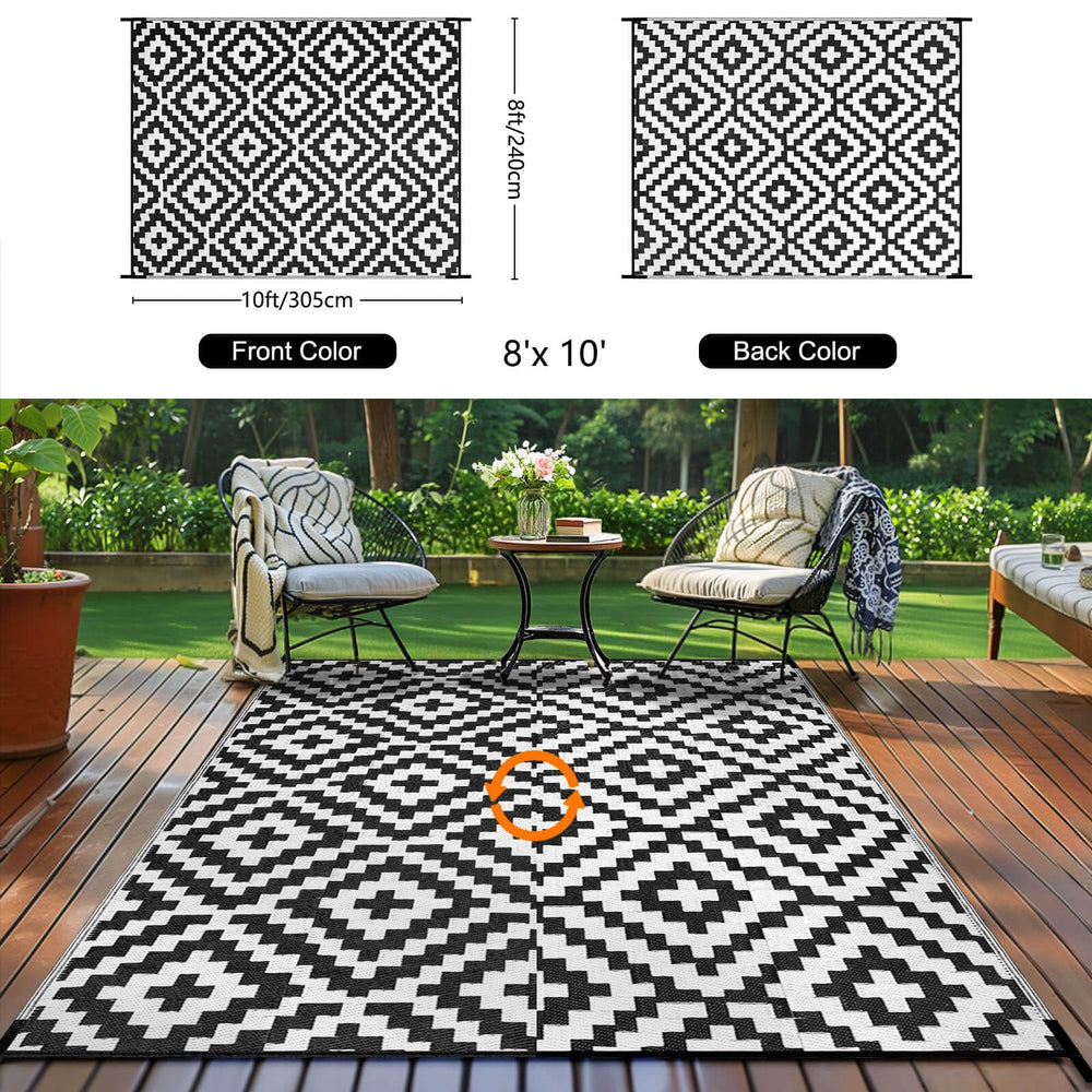 Kalafun Outdoor Patio Rug on a patio setting