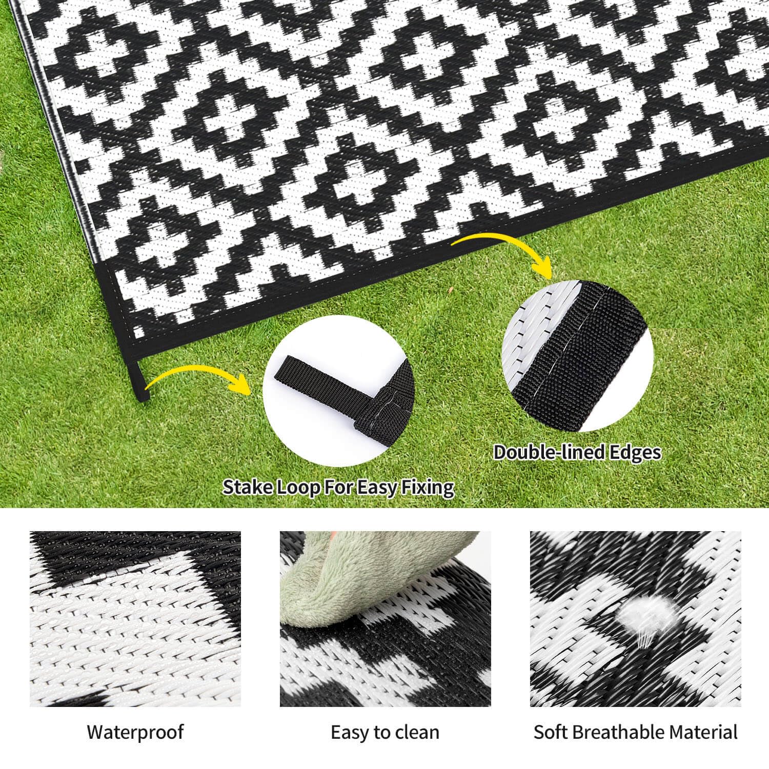 Kalafun Outdoor Patio Rug set up by the pool