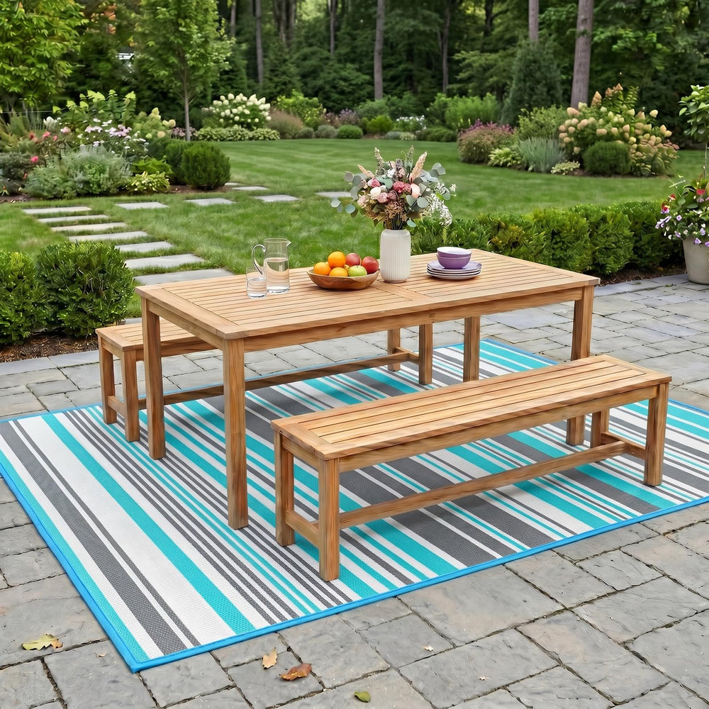 Kalafun Outdoor Rug 5x8 ft during a beach picnic