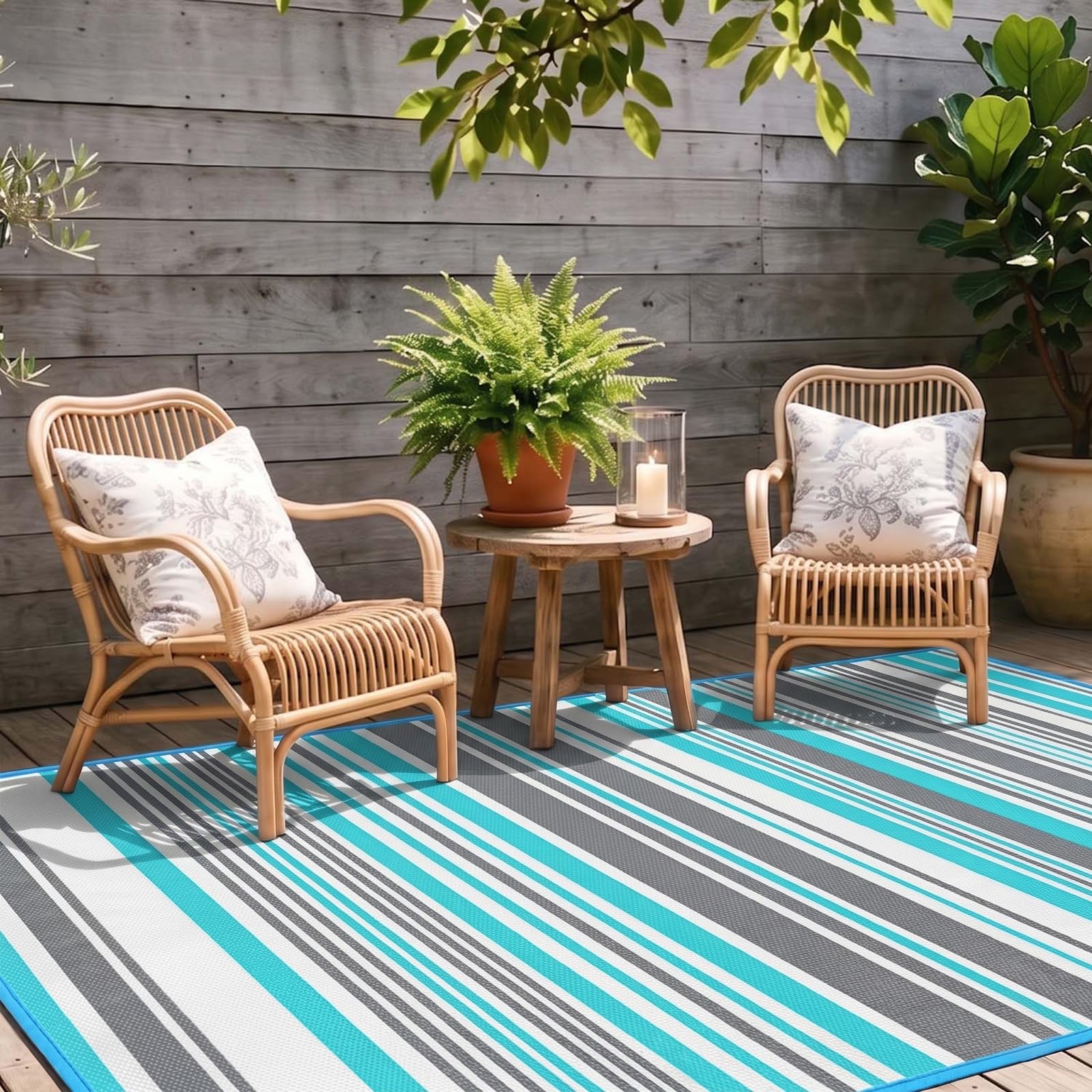 Kalafun Outdoor Rug 5x8 ft showing the texture