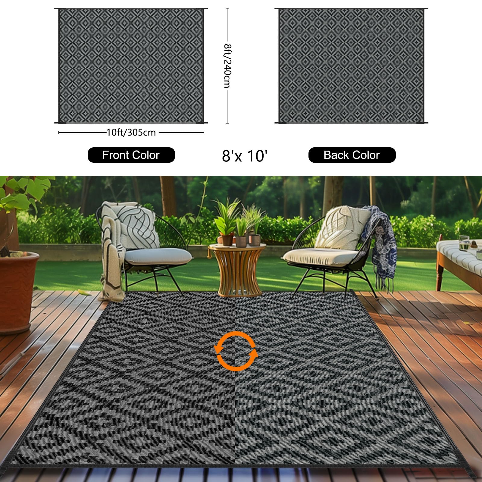 Kalafun patio rug displayed on a balcony