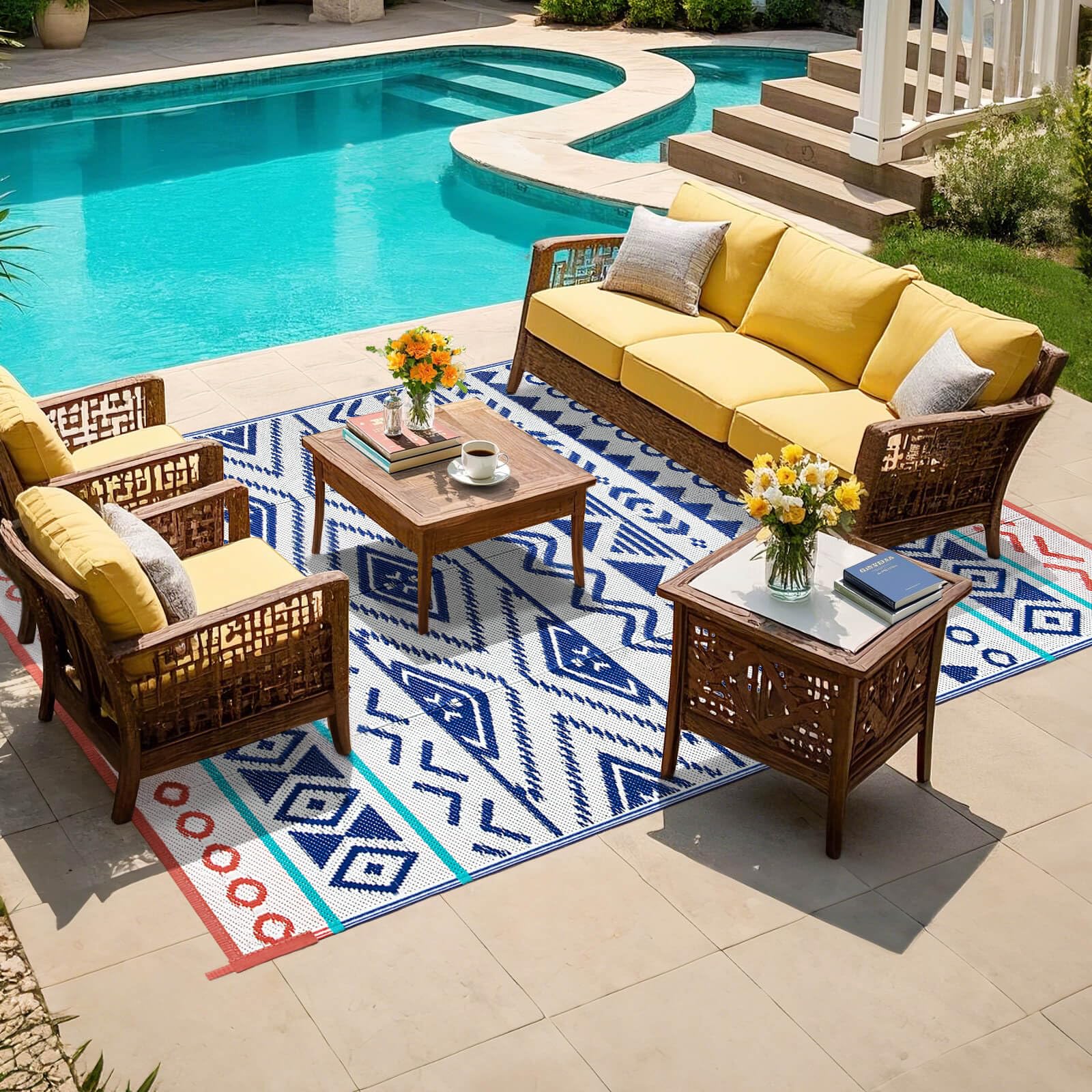 Kalafun patio rug folded for storage