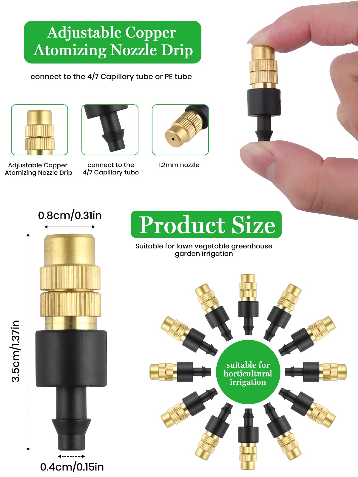 Kalolary Adjustable Copper Misting Nozzle close-up