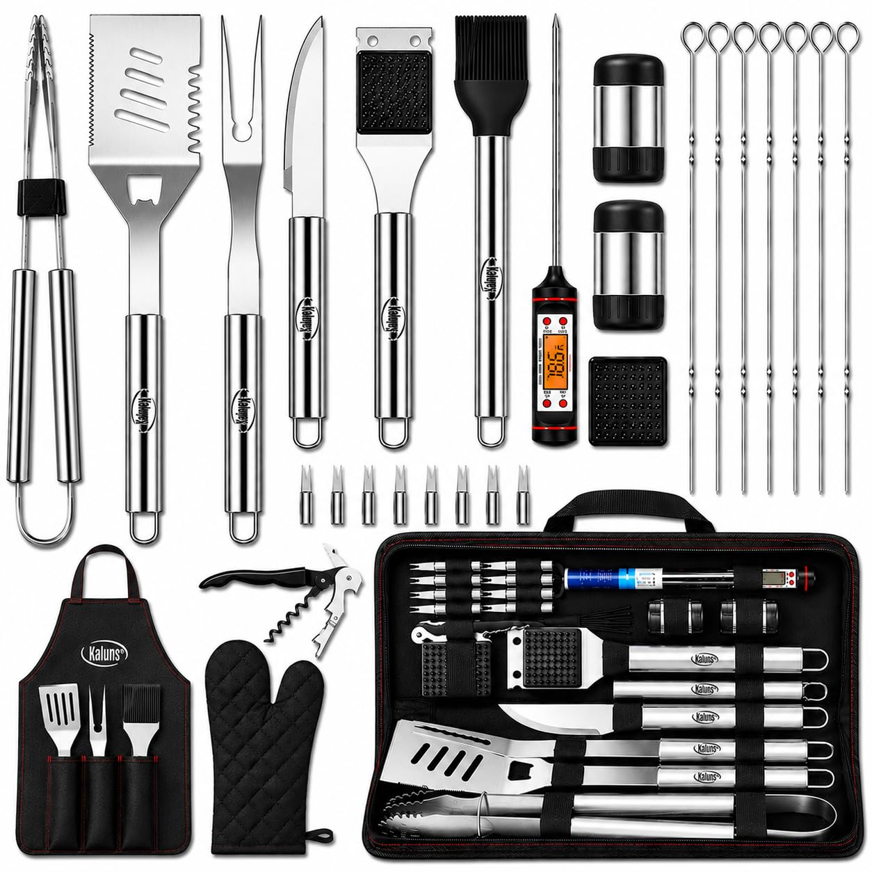 Kaluns 30-Piece BBQ Set displayed in storage case