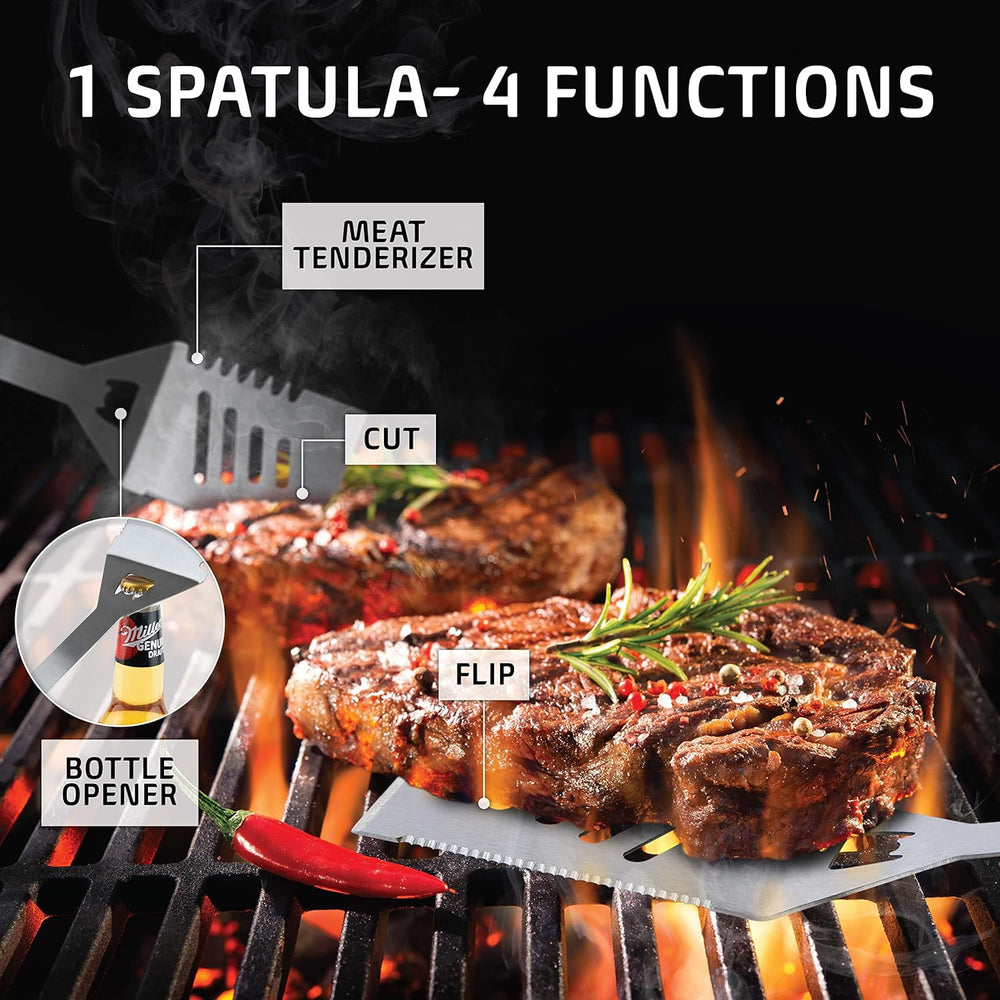 Kaluns 4-function spatula and skewers in aluminum case