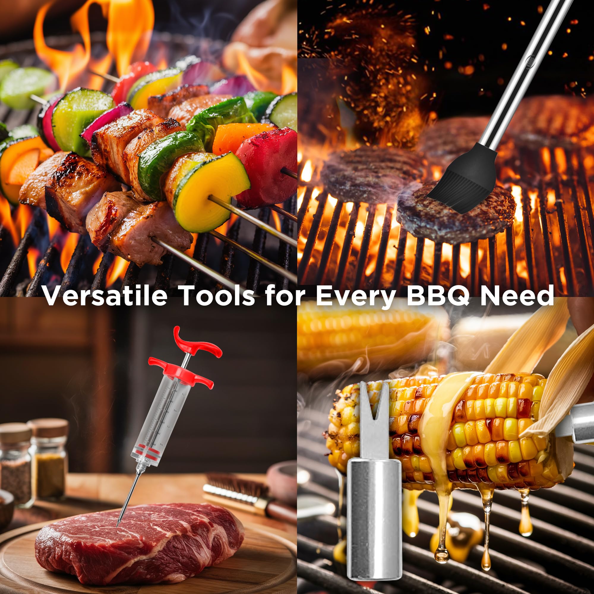 Kaluns meat thermometer and injector in BBQ set