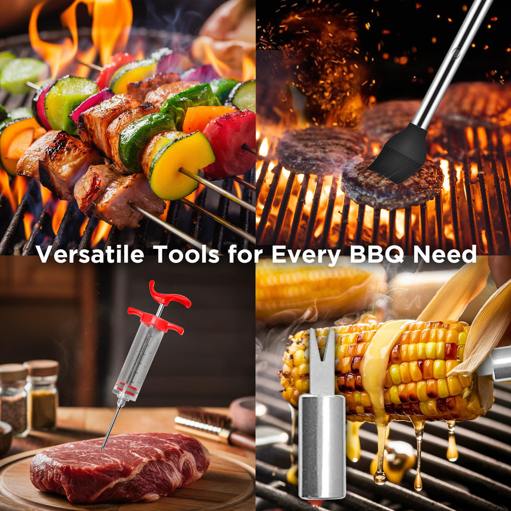 Kaluns meat thermometer and injector in BBQ set